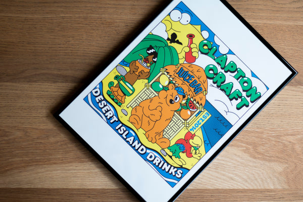Clapton Craft x Gavin Connell Desert Island Drinks A3 Charity Print *FRAME NOT INCLUDED*